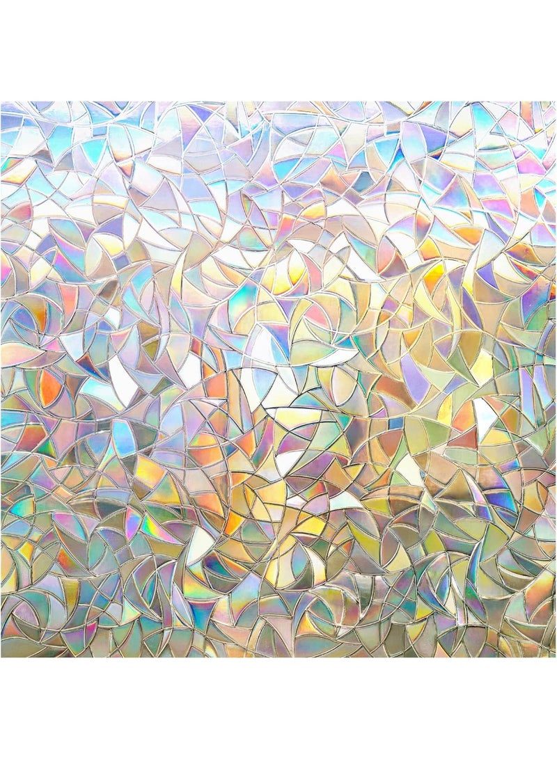 rabbitgoo Window Privacy Film, Rainbow Window Clings, 3D Decorative Window Vinyl, Stained Glass Window Decals, Static Cling Window Sticker Non-Adhesive, 17.5 x 78.7 inches - Image 1