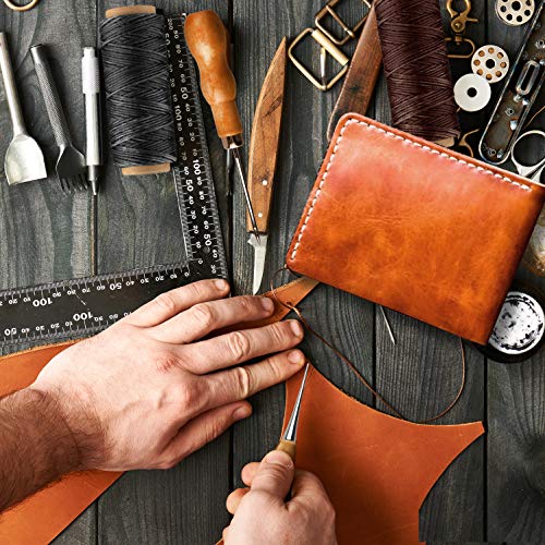FEPITO 21pcs Leather Waxed Thread 8 Color 264 Yards 150D Leather Sewing Waxed Thread Cord with Leather Craft Hand Tools Kit for DIY Sewing Craft - Image 2
