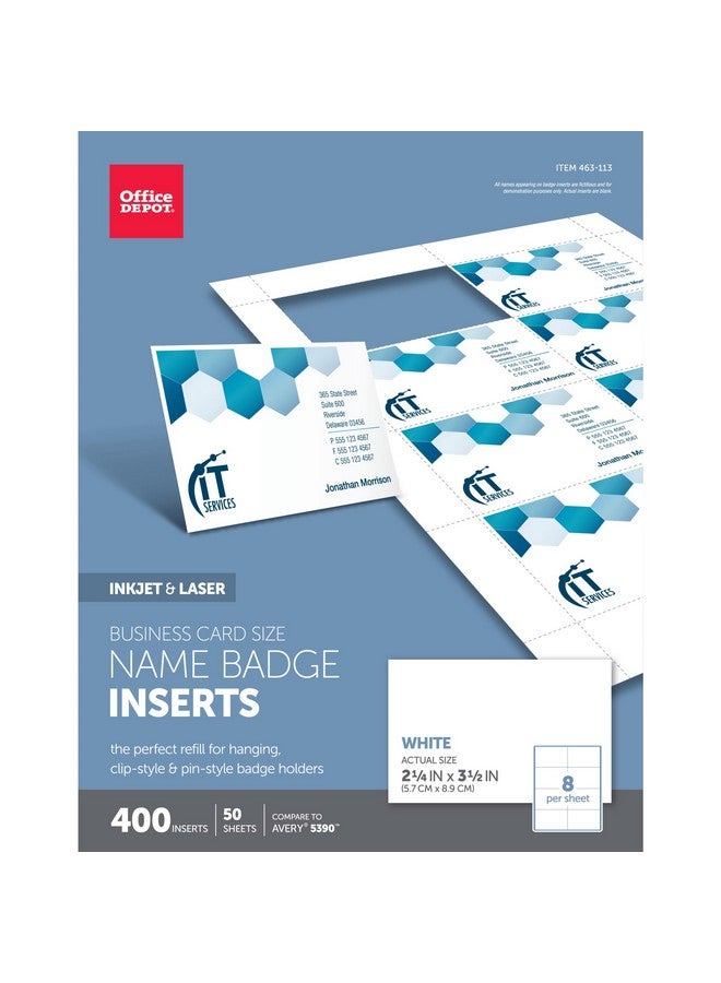 أوفيس ديبوت شارة ملحقة، 2 1/4 بوصة × 3 1/2 بوصة، بيضاء، عبوة من 400 قطعة، Od98846 - Image 1