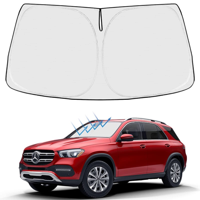 Proadsy 2025 Upgrade Windshield Sun Shade Custom Fit Mercedes Benz GLE 20202024 2025 4Layer Foldable Front Sunshade Protector Sun Visor Blocks UV Rays Keep Car Cooler