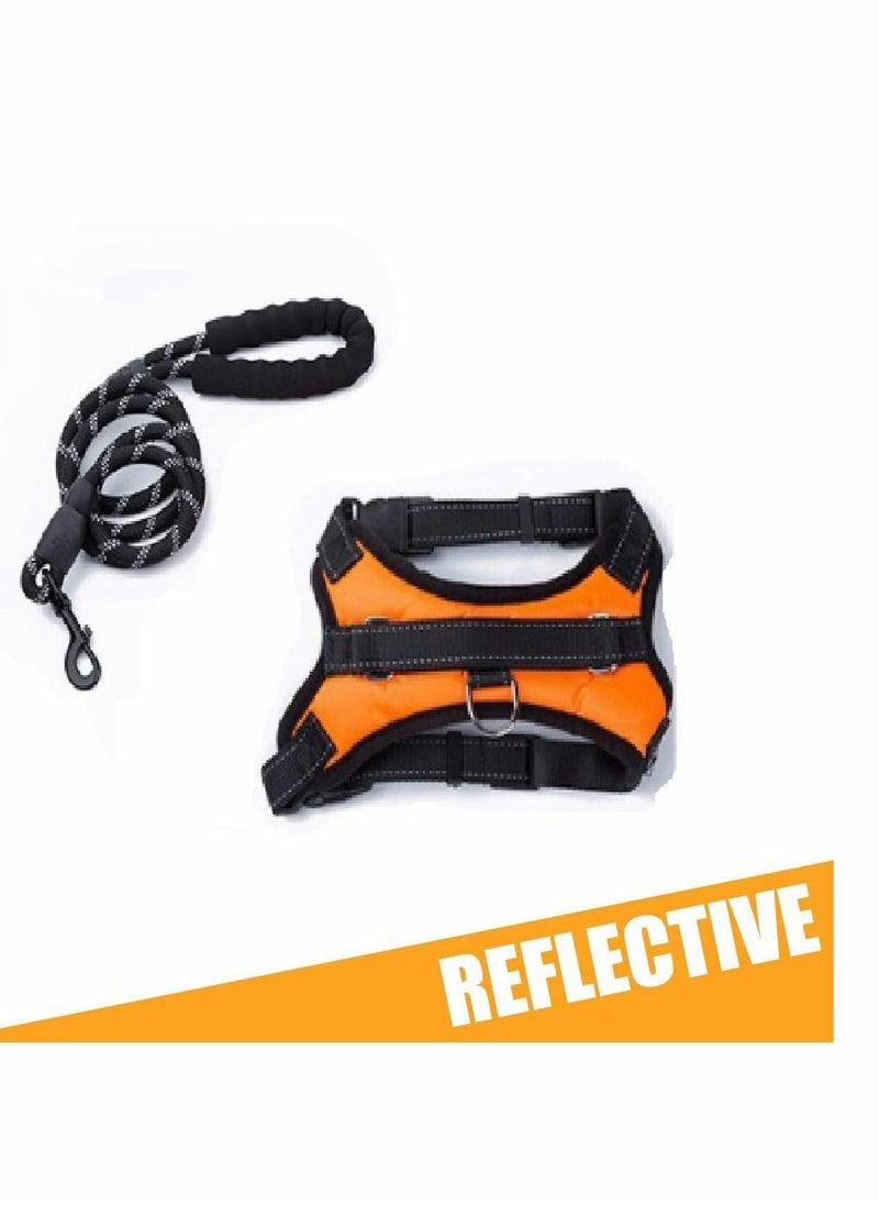Y&D - Dog Vest Harness Front Clip Handle Reflective Easy Control Outdoor Walking Training Mini Medium Large Harness Breathable Chest Padded Mesh Adjustable Harnesses Orange - Image 1