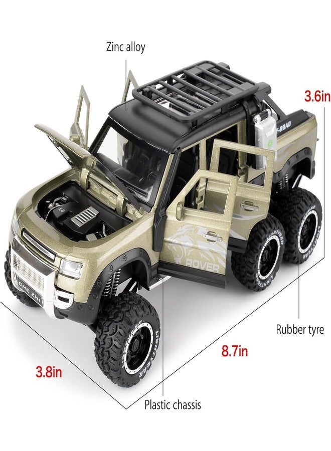 DIKUJI ENTERPRISE 1:24 Scale 6X6 Defender Toy Car for Kids Diecast Metal Cars Model Defender Cars Light Sound Pull Back Openable Door - Image 3
