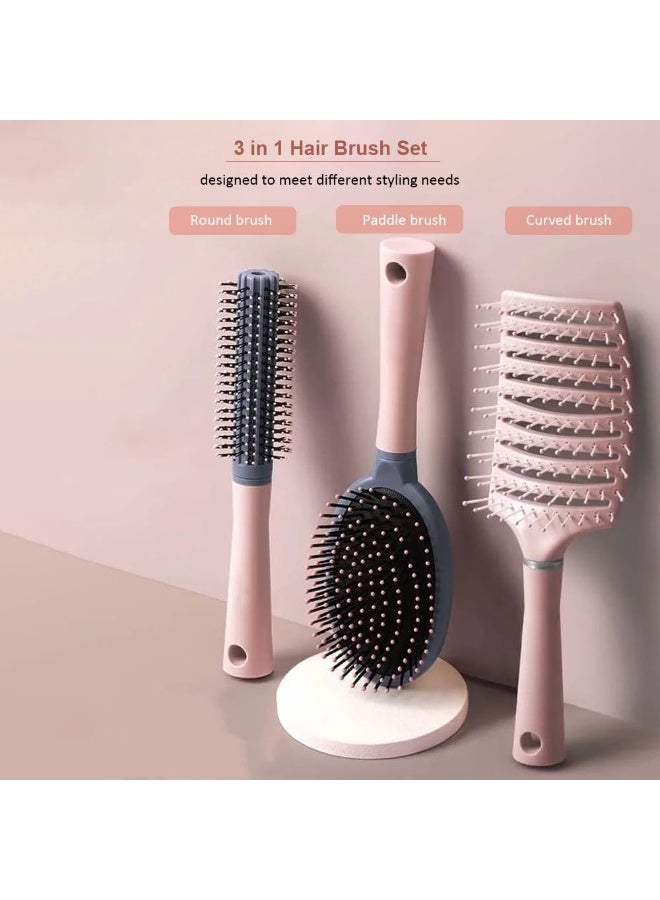 ميتوي 3 حزمة فرشاة شعر مجموعة ، تدليك فرشاة شعر منحنى فرشاة فرشاة مستديرة ، للنساء الرجال ، مناسبة ل الرطب الجاف هاي - Image 4