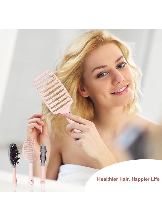 ميتوي 3 حزمة فرشاة شعر مجموعة ، تدليك فرشاة شعر منحنى فرشاة فرشاة مستديرة ، للنساء الرجال ، مناسبة ل الرطب الجاف هاي - Image 5