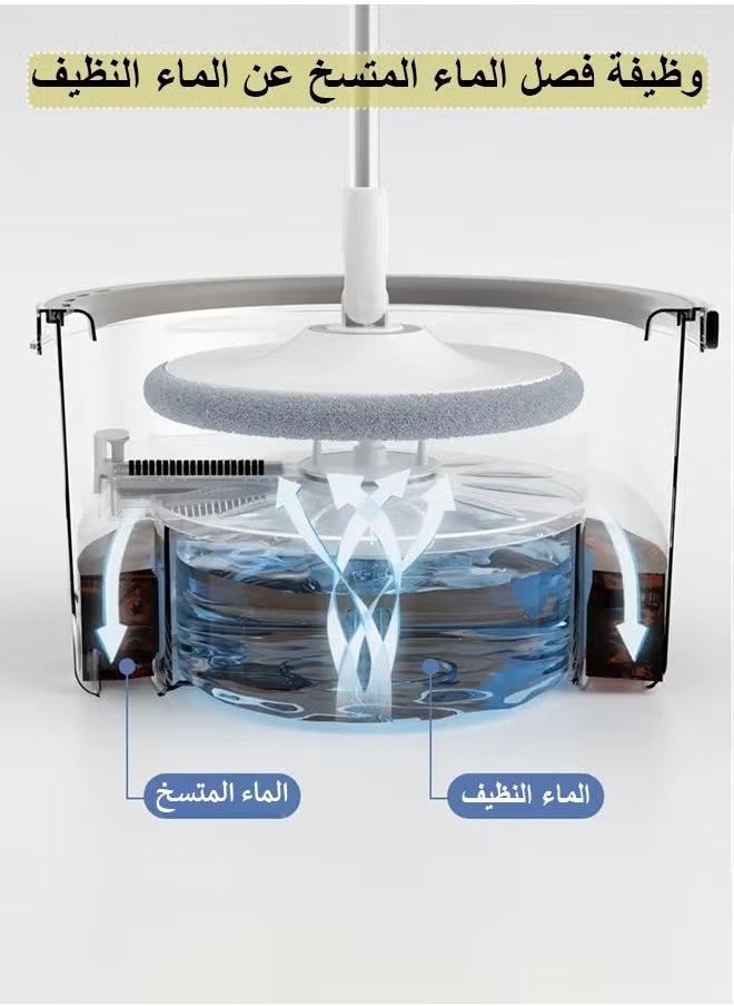 كادي ون - 2 في 1 مجموعة ممسحة ودلو دوارة 360 درجة مع 4 وسادات من الألياف الدقيقة ومقبض قابل للتمديد، مثالية لتنظيف جميع أنواع الأرضيات و منظف ​​بالبخار عالي الضغط بقوة 1000 واط و سعة 350 مل - Image 1
