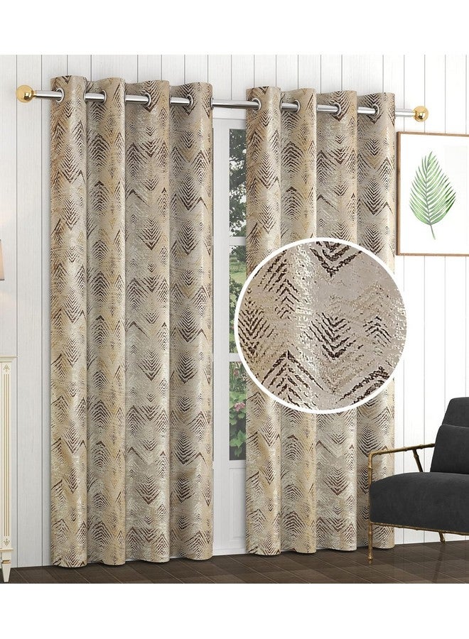 Yellow Weaves Yellow Weaves Rich Jacquard Fabric Curtains for Long Door, Abstract Pattern, 9 Feet, Pack of 2, Beige Brown - Image 1