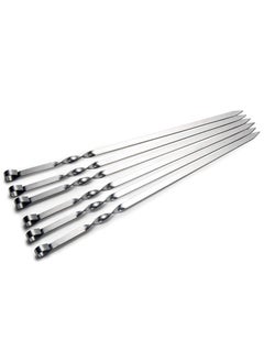 PAMCHAL FLAT Barbeque Stainless Steel Skewers 10mm Steel BBQ Skewer 6-Pieces  - Image 1