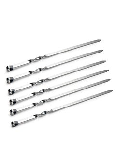 PAMCHAL FLAT Barbeque Stainless Steel Skewers 10mm Steel BBQ Skewer 6-Pieces  - Image 2