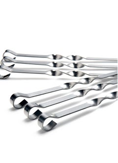 PAMCHAL FLAT Barbeque Stainless Steel Skewers 10mm Steel BBQ Skewer 6-Pieces  - Image 4