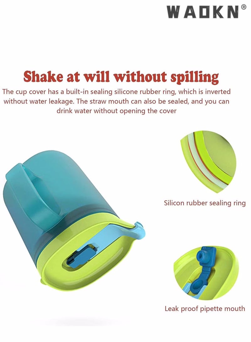 WAOKN Toddler Sippy Cups, Toddler Drinks Water Bottles Trainer Cup with Handles, 300ML Spill-Proof Sippy Cups for Toddlers 6 Months+, Children's Milk Cup with Scale, Children Portable Reusable Cup (Green)  - Image 3
