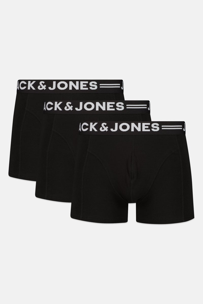 JACK & JONES Men 3 Pcs Brand Logo Trunks, Black - Image 1