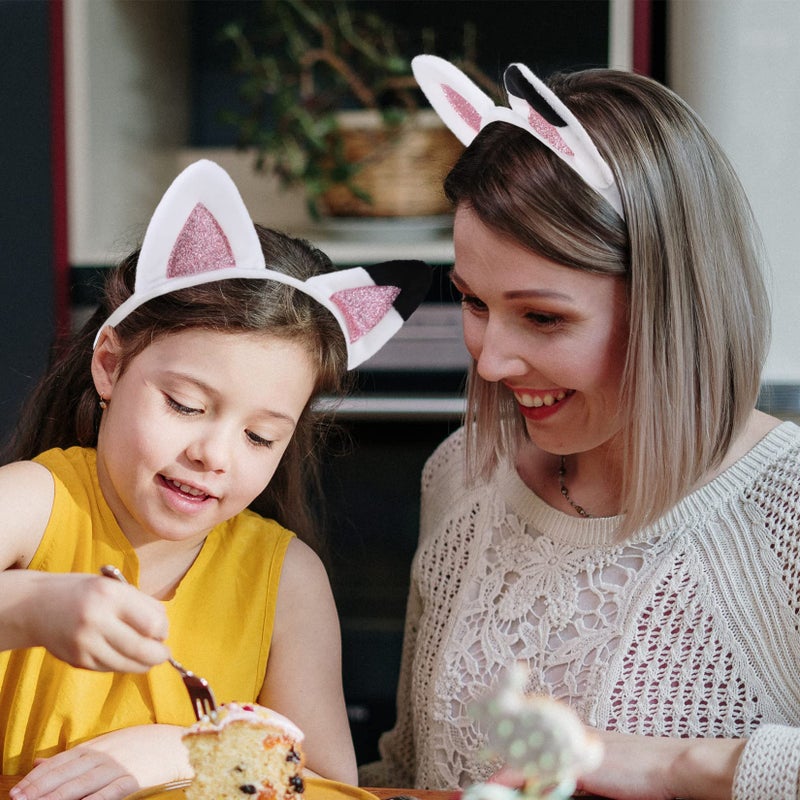Creatoy Cat Ears Headband Kids dollhouse plush toys Glitter Headbands Toddler Kitty Hairband Doll house Party Supplies Halloween Dress Up Favors - Image 4