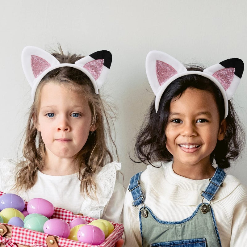 Creatoy Cat Ears Headband Kids dollhouse plush toys Glitter Headbands Toddler Kitty Hairband Doll house Party Supplies Halloween Dress Up Favors - Image 2