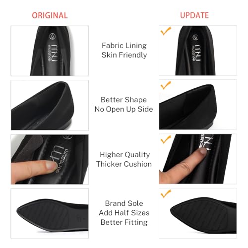MUSSHOE Flat Shoes Women Pointed Toe Comfortable Slip on Women's Flats, Black Suede 7 - Image 5