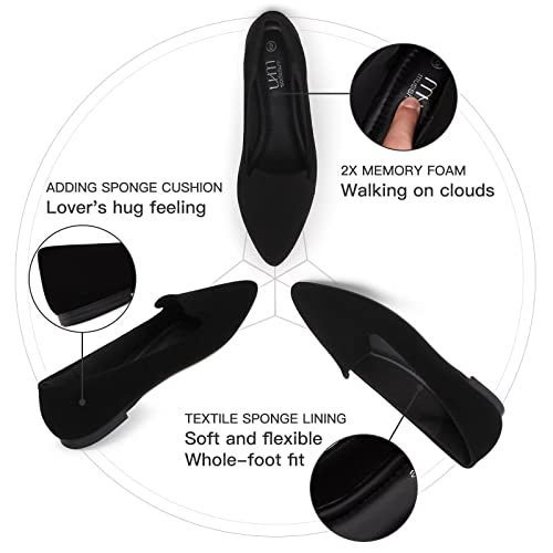 MUSSHOE Flat Shoes Women Pointed Toe Comfortable Slip on Women's Flats, Black Suede 7 - Image 3