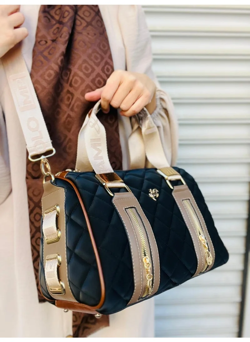 Çanta Trend Bag Trend Miami Polo Mega Size Quilted Hand and Shoulder Strap Gold Accessory Women's Bag