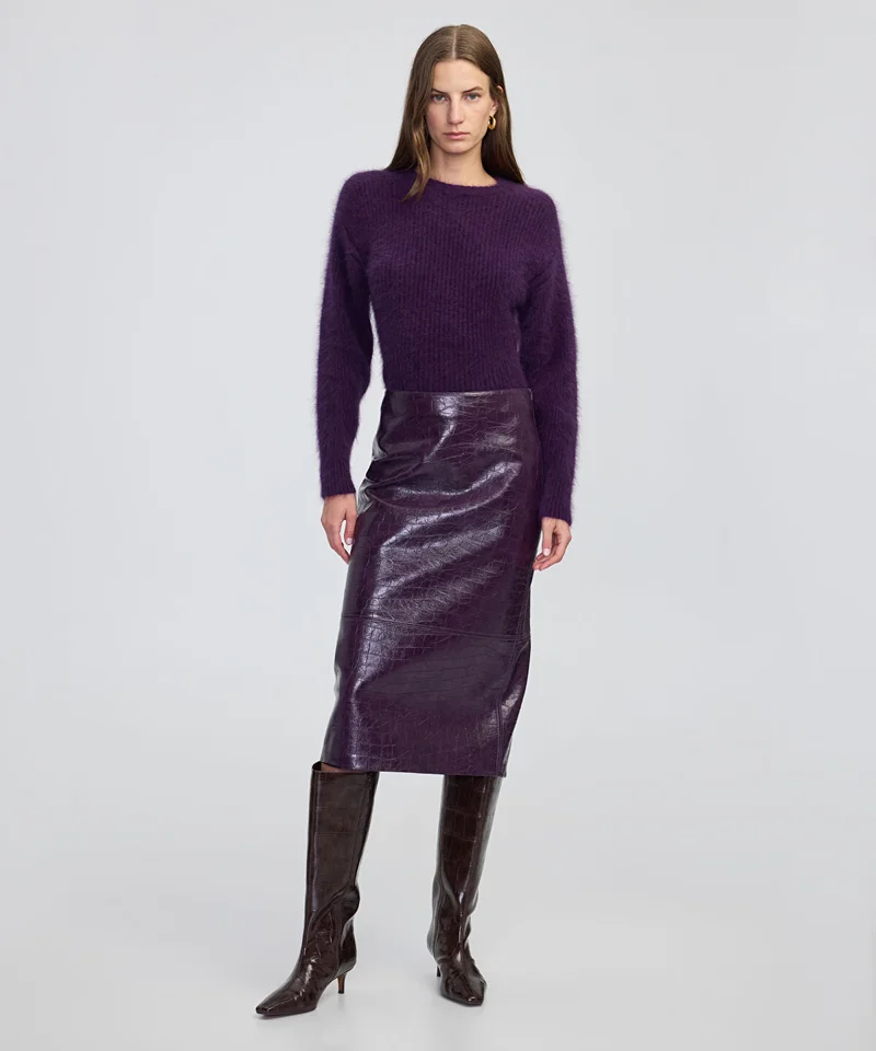 Ipekyol Croc-Effect Midi Skirt