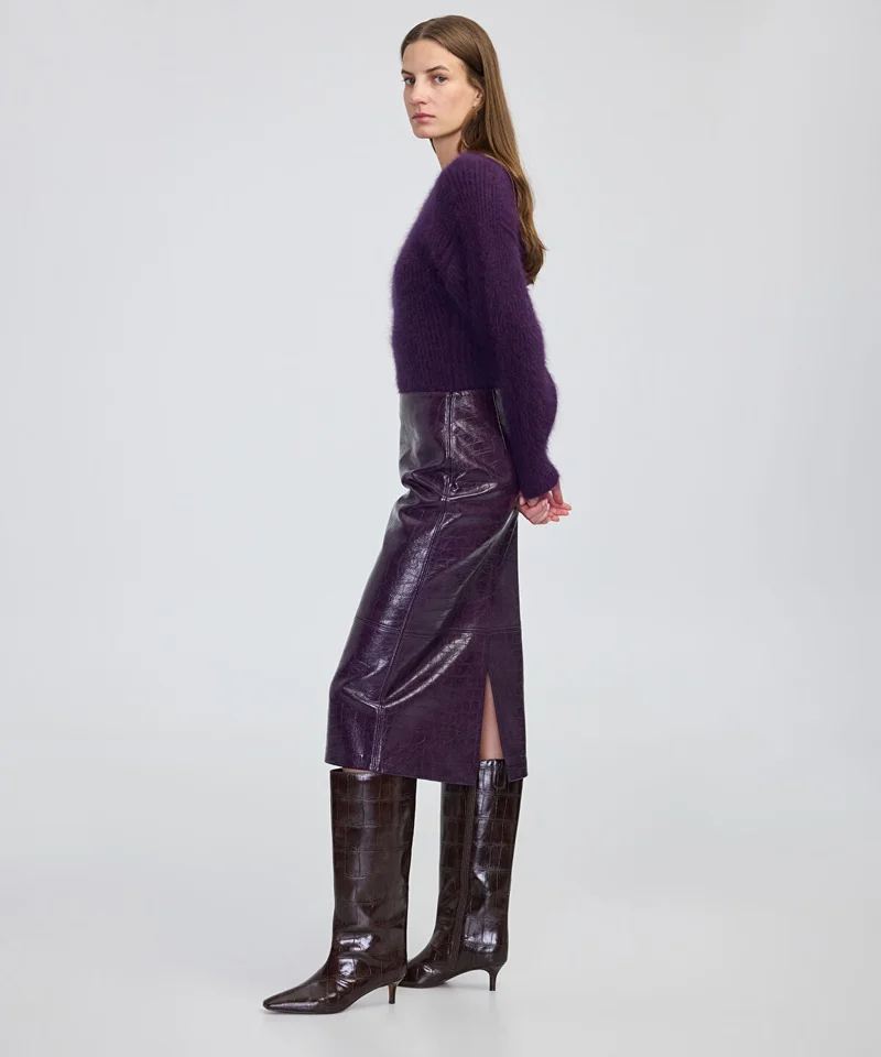 Ipekyol Croc-Effect Midi Skirt