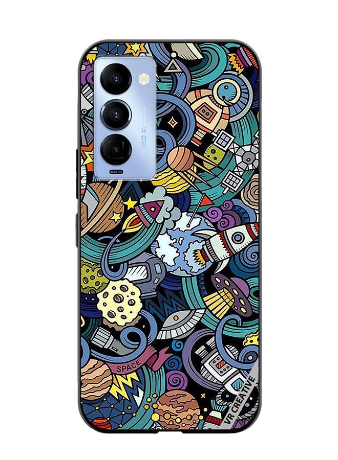 VR CREATIVE Protective Case Cover For Tecno Camon 18/18 P Cartoon Doodles Design Multicolour - Image 1