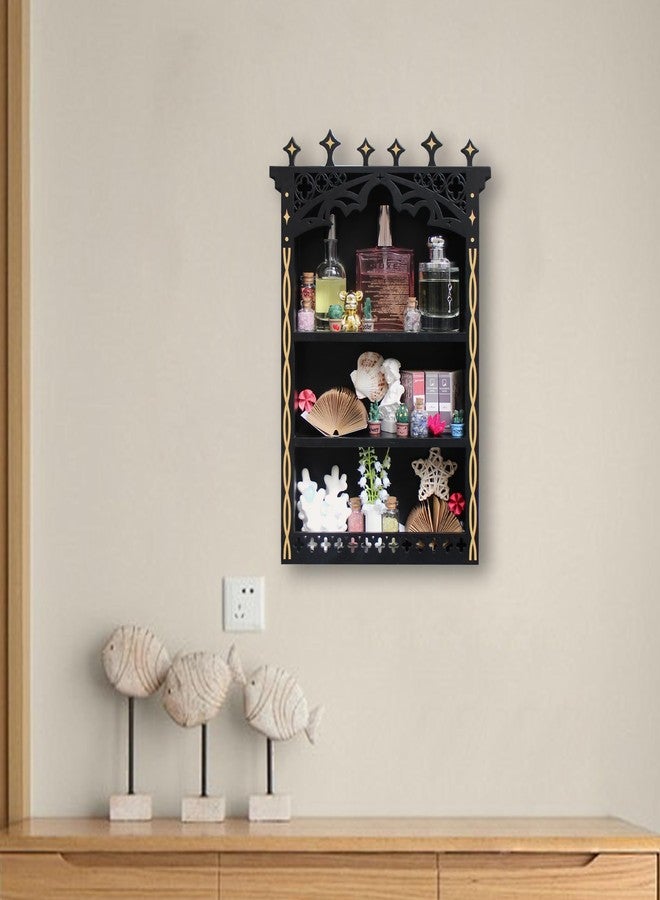 FNYDOX Large Gothic Shelf, Wooden Crystal Shelf Display for Wall, Witchy Shelves for Home Decor, Trinket Shelf Knick Knack Shelf for Crystals Rocks Gems and Stones, Witch Crystals Storage Holder Organizer - Image 5