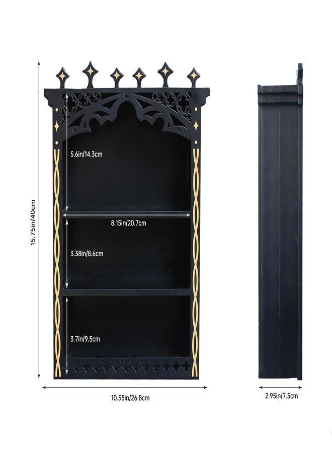 FNYDOX Large Gothic Shelf, Wooden Crystal Shelf Display for Wall, Witchy Shelves for Home Decor, Trinket Shelf Knick Knack Shelf for Crystals Rocks Gems and Stones, Witch Crystals Storage Holder Organizer - Image 2