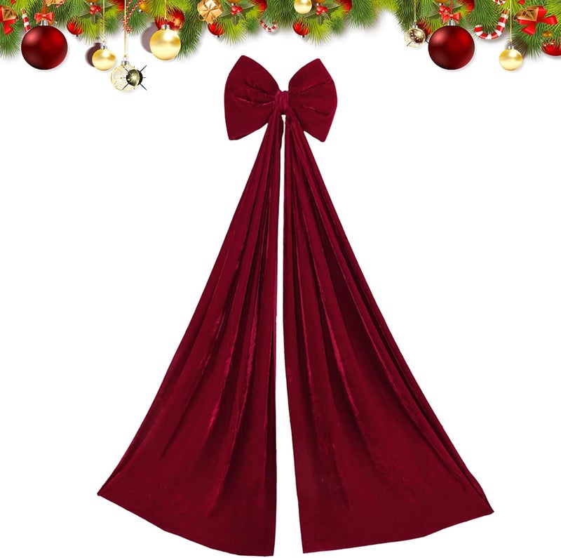 Large Christmas Bows for Tree, Giant Bows Christmas Tree Topper Decorations Big Velvet Satin Ribbon Bow for TRE-e Topper Wreath Wall Backdrop Holiday Birthday Party Decor - Image 2