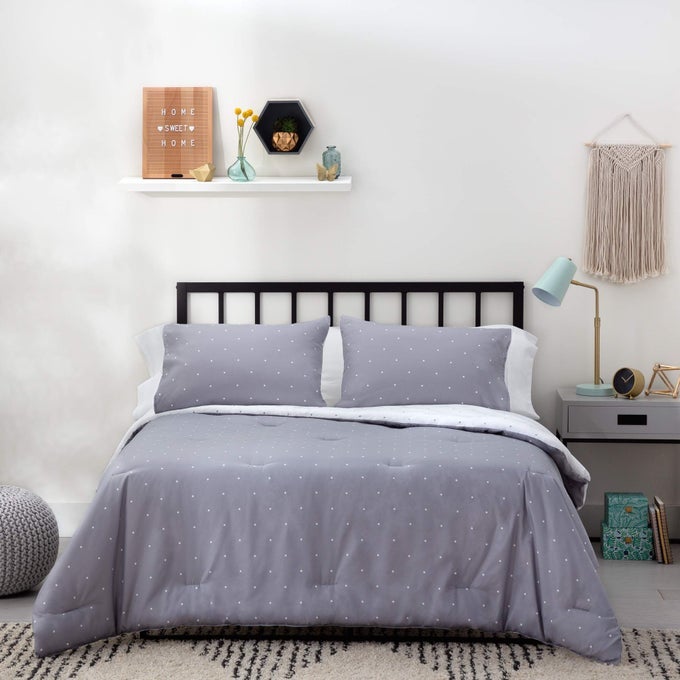 ALL SEASON HYPOALLERGENIC DOWN ALTERNATIVE MICROFIBER COMFORTER CALIFORNIA KING GRAY