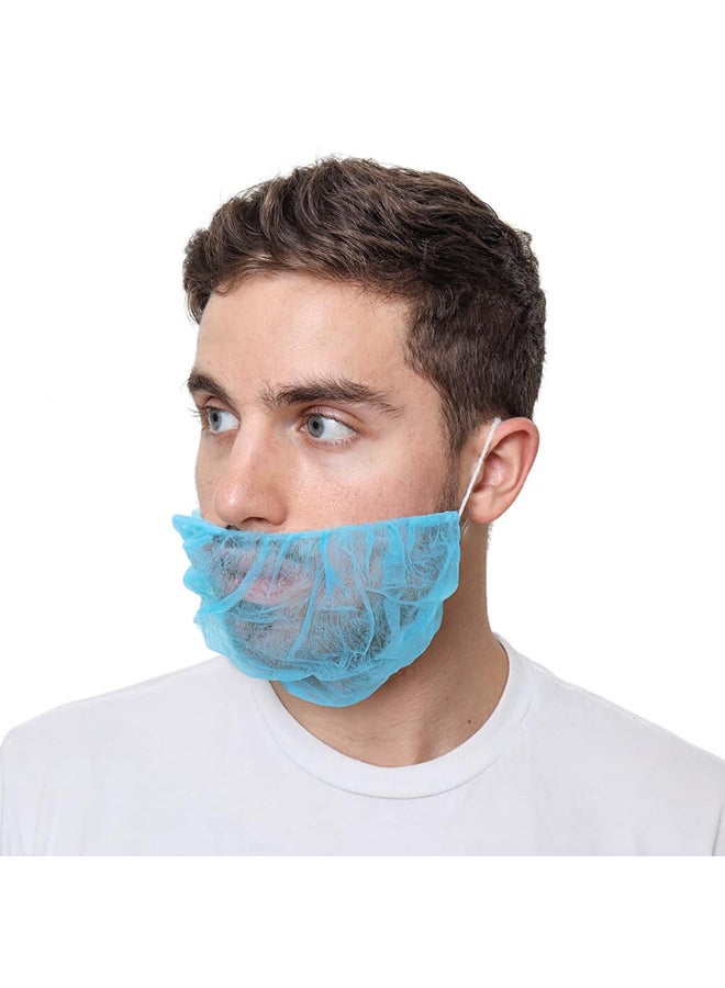 TEXSENDA 100-Piece Beard Net Disposable Covers for Catering, Cooking, and Cleaning, 21-Inch (Blue)