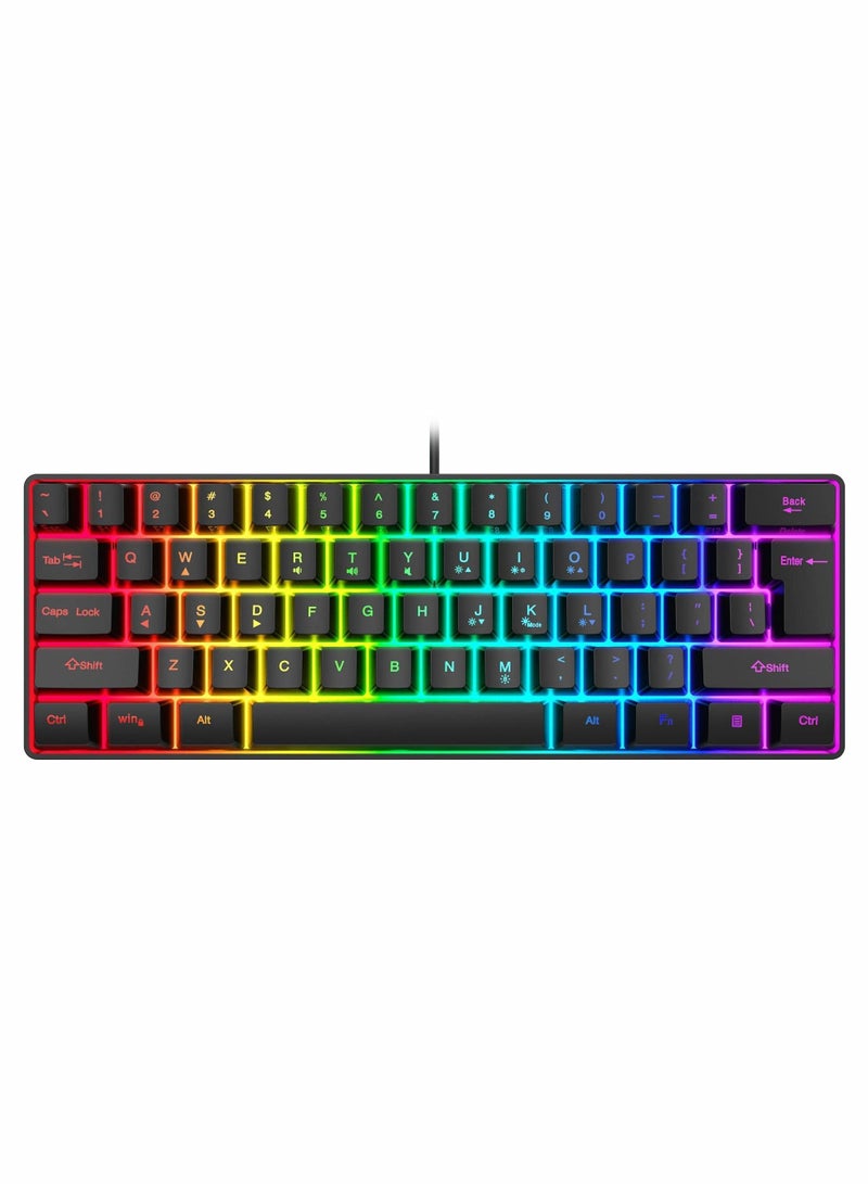 Y&D 60% Wired Gaming Keyboard, RGB Backlit Ultra-Compact Mini Waterproof Compact 61 Keys Keyboard for PC/Mac Gamer, Typist, Travel, Easy to Carry on Business Trip(Black) - Image 1