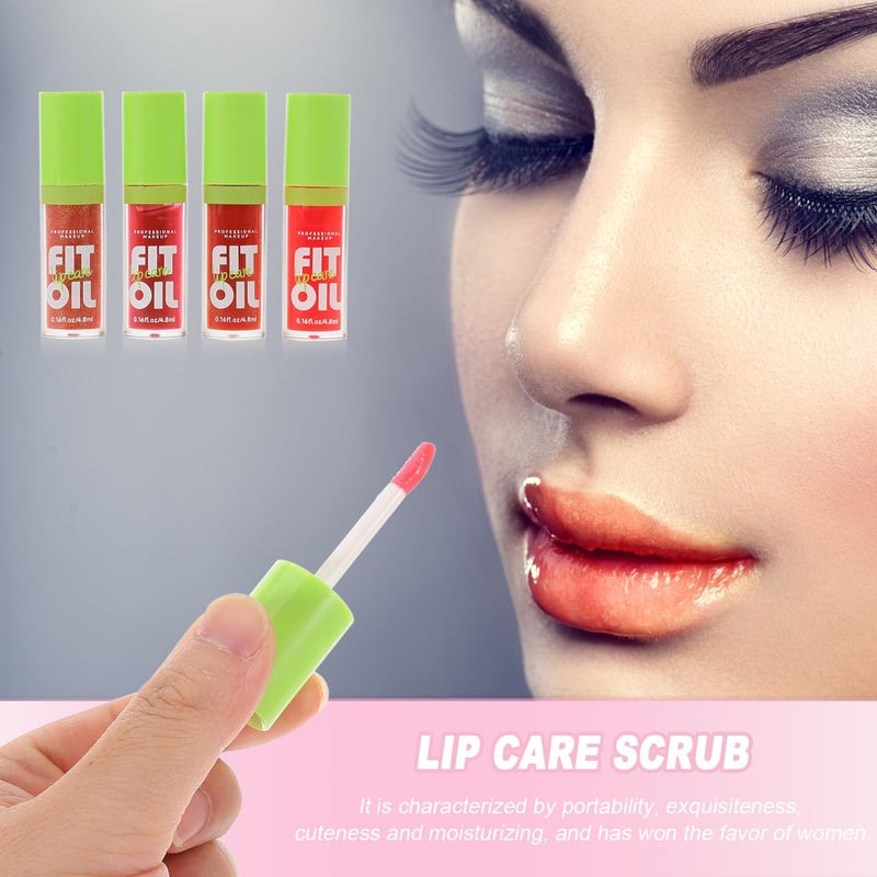 4pcs Lip Gloss Set Hydrating Lip Oil with Big Brush Head Shiny Mirrorlike Finish Plumper for Women Smooth Application - Image 3