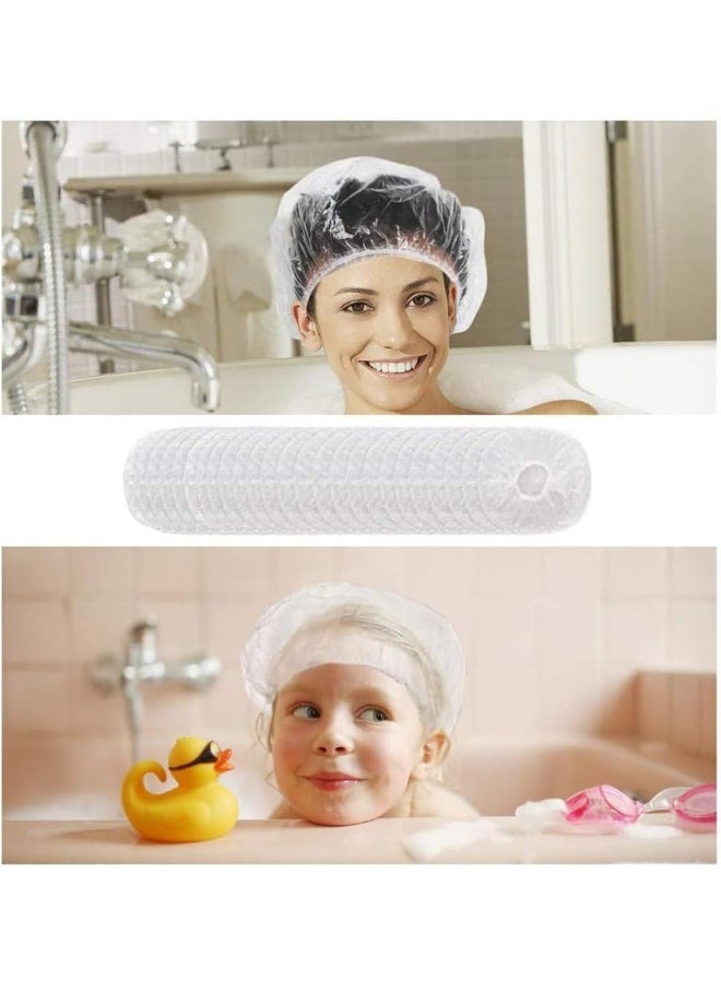SKY-TOUCH 100pcs Shower Cap Disposable, Bath Caps Thick Waterproof High Density Elastic Big Hair Caps for Women, Men, Travel Spa, Hotel, Hair Salon, Home Use - Clear - Image 5