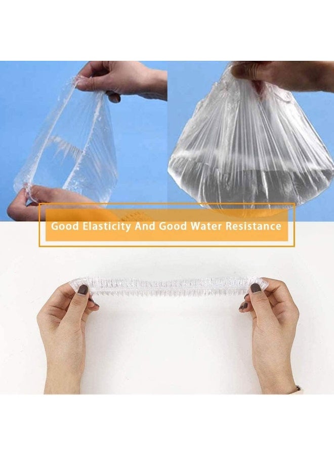 SKY-TOUCH 100pcs Shower Cap Disposable, Bath Caps Thick Waterproof High Density Elastic Big Hair Caps for Women, Men, Travel Spa, Hotel, Hair Salon, Home Use - Clear - Image 2