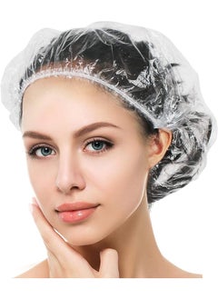 SKY-TOUCH SKY-TOUCH 100pcs Shower Cap Disposable, Bath Caps Thick Waterproof High Density Elastic Big Hair Caps for Women, Men, Travel Spa, Hotel, Hair Solon, Home Use - Clear  - Image 1