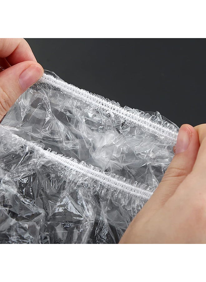 SKY-TOUCH SKY-TOUCH 100pcs Shower Cap Disposable, Bath Caps Thick Waterproof High Density Elastic Big Hair Caps for Women, Men, Travel Spa, Hotel, Hair Solon, Home Use - Clear  - Image 2