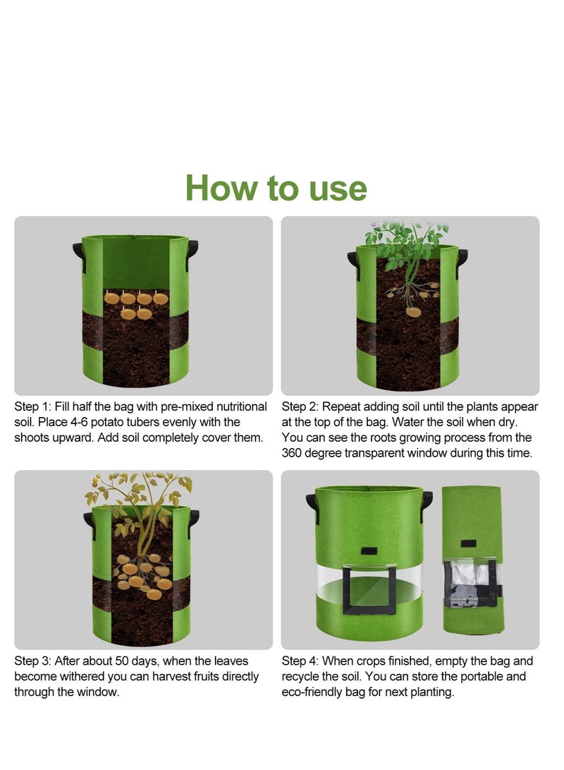 SOLARAE Visible Potato Grow Bags Potatoes Growing Containers with Handles Visible Space Heavy Duty Thickened Aeration Nonwoven Fabric Pots alse for Tomato Strawberry 10 Gallon with Flap 3-Pack - Image 5