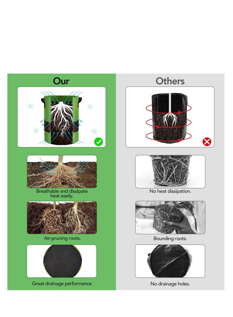 SOLARAE Visible Potato Grow Bags Potatoes Growing Containers with Handles Visible Space Heavy Duty Thickened Aeration Nonwoven Fabric Pots alse for Tomato Strawberry 10 Gallon with Flap 3-Pack - Image 3