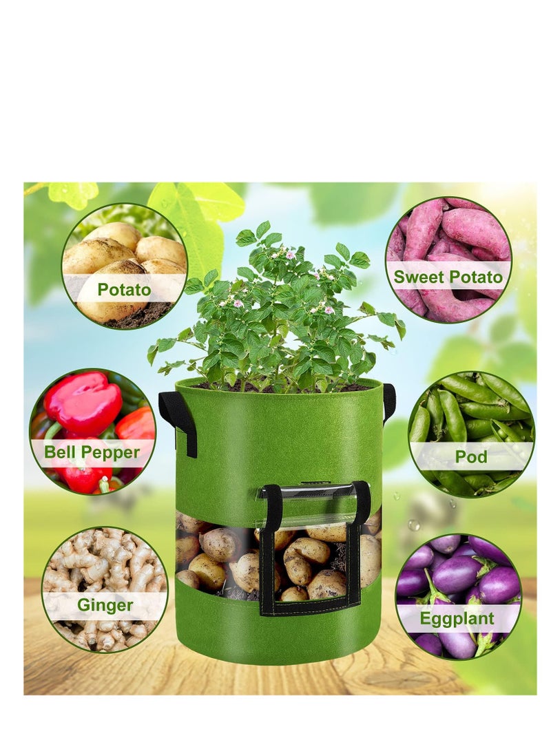 SOLARAE Visible Potato Grow Bags Potatoes Growing Containers with Handles Visible Space Heavy Duty Thickened Aeration Nonwoven Fabric Pots alse for Tomato Strawberry 10 Gallon with Flap 3-Pack - Image 2