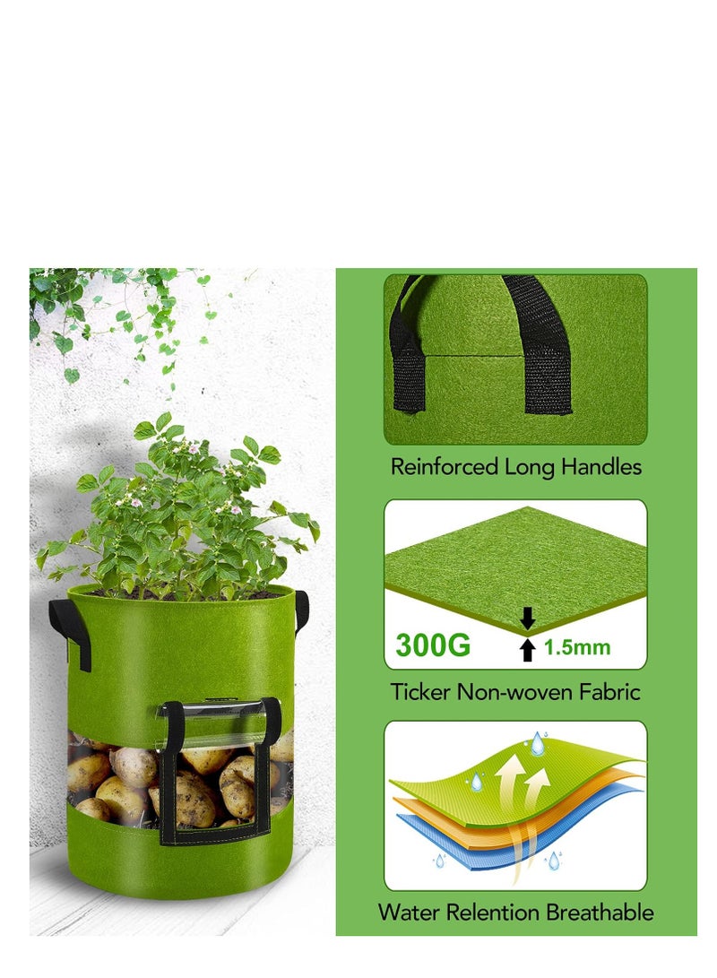 SOLARAE Visible Potato Grow Bags Potatoes Growing Containers with Handles Visible Space Heavy Duty Thickened Aeration Nonwoven Fabric Pots alse for Tomato Strawberry 10 Gallon with Flap 3-Pack - Image 4