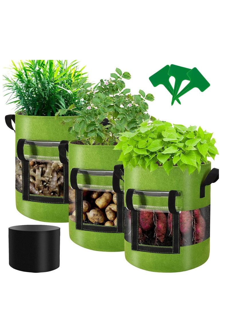 SOLARAE Visible Potato Grow Bags Potatoes Growing Containers with Handles Visible Space Heavy Duty Thickened Aeration Nonwoven Fabric Pots alse for Tomato Strawberry 10 Gallon with Flap 3-Pack - Image 1