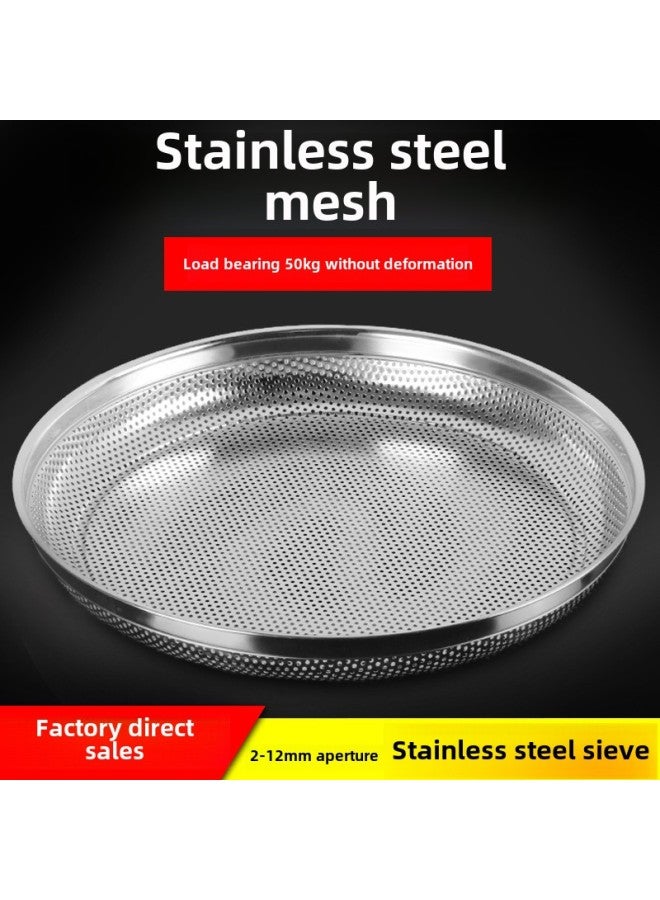 Sieve Stainless Steel Screen Dustpan Drying Screen Rice Sieve Sand Gardening Sieve Soil Sieve Grain Grain Filter-Specifications:Stainless Steel 53cm Disc Height 7cm - Non-porous - Image 2
