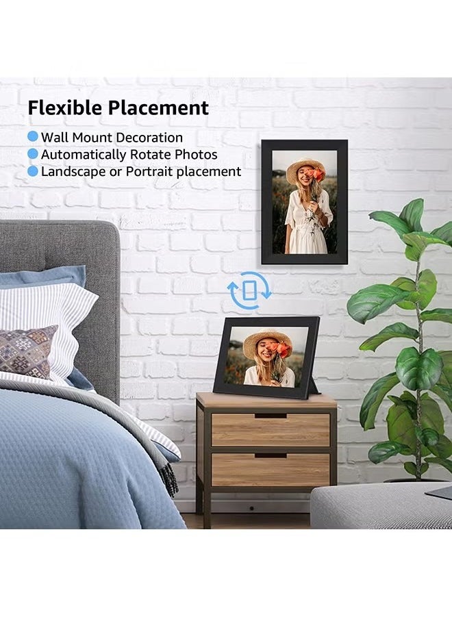 XiuWoo - Electronic Digital Photo Frame, 10.1 Inch WIFI Smart Cloud Photo Album, WIFI Slideshow Digital Picture Frame With IPS Touch Screen, Sturdy And Durable Electronic Picture Frame, (1pc, Black, 32G) - Image 1