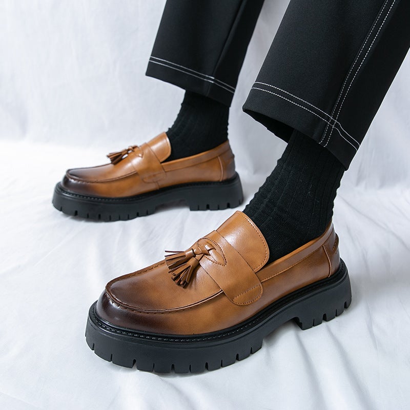 Men'S Loafers Large Size Thick-Soled Tassel Shoes Fashionable Men'S Slip-On Casual Leather Shoes British Style Men'S Shoes - Image 3