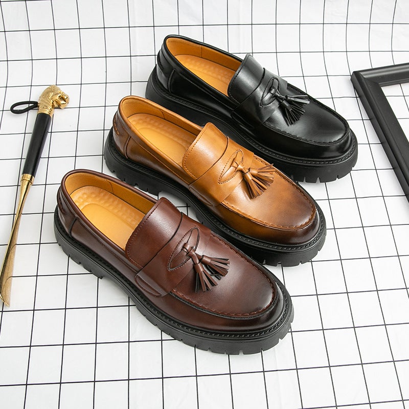 Men'S Loafers Large Size Thick-Soled Tassel Shoes Fashionable Men'S Slip-On Casual Leather Shoes British Style Men'S Shoes - Image 5