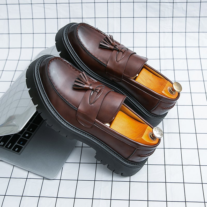 Men'S Loafers Large Size Thick-Soled Tassel Shoes Fashionable Men'S Slip-On Casual Leather Shoes British Style Men'S Shoes - Image 2
