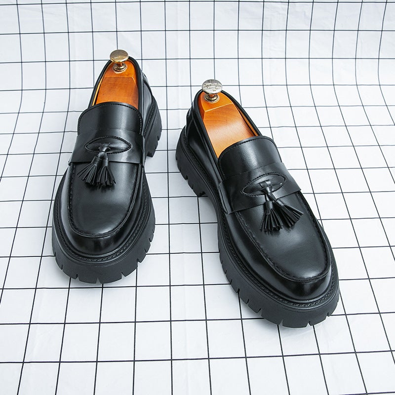 Men'S Loafers Large Size Thick-Soled Tassel Shoes Fashionable Men'S Slip-On Casual Leather Shoes British Style Men'S Shoes - Image 1