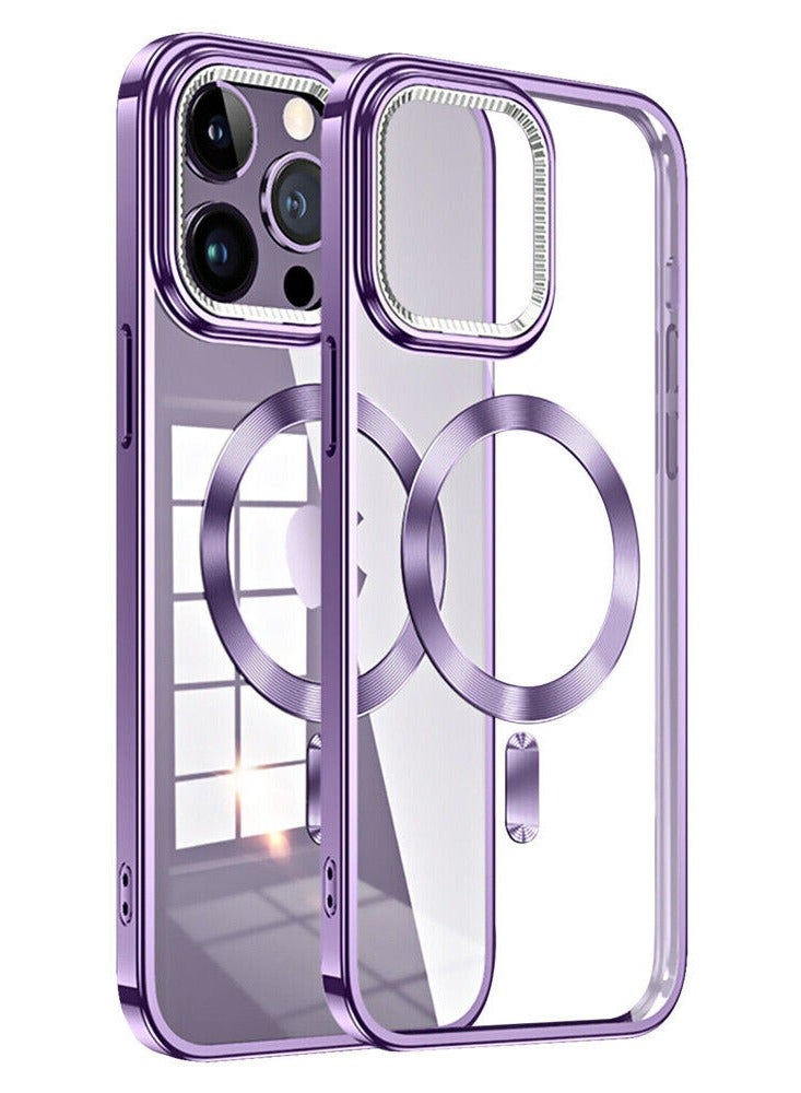 Color Fans Slim Magnetic Clear Phone Case MagSafe Cover for iPhone 12 Pro 6.1 inch Purple - Image 1