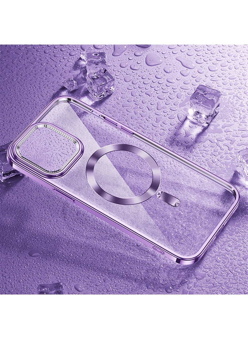 Color Fans Slim Magnetic Clear Phone Case MagSafe Cover for iPhone 12 Pro 6.1 inch Purple - Image 2