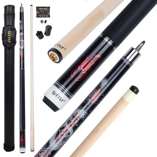 CUEELF Pool Cue Stick for Adults Professional Low Deflection Shaft Billiard Stick 125mm Tip Canadian Maple Pool Cue Stick with Titanium Alloy Joint SCOXREDSet 21 oz - Image 1