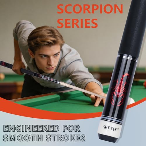 CUEELF Pool Cue Stick for Adults Professional Low Deflection Shaft Billiard Stick 125mm Tip Canadian Maple Pool Cue Stick with Titanium Alloy Joint SCOXREDSet 21 oz - Image 3