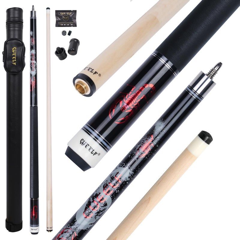 CUEELF Pool Cue Stick for Adults Professional Low Deflection Shaft Billiard Stick 125mm Tip Canadian Maple Pool Cue Stick with Titanium Alloy Joint SCOXREDSet 21 oz - Image 2